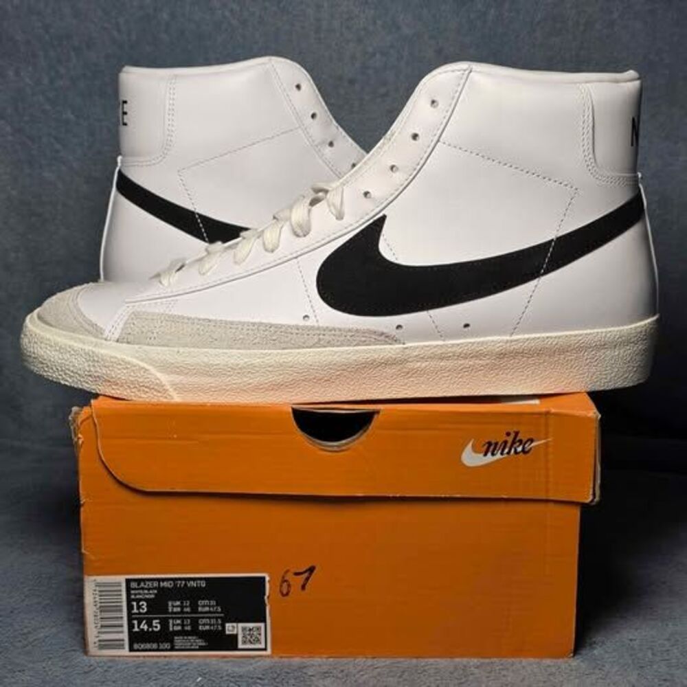 Nike Blazer Mid '77 Vintage White Black Mens Size 13